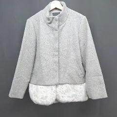 ◇ kbf ケービーエフ ファー取り外し可能 ショート ガーリー カジュアル 長袖 コート サイズONE グレー レディース E  【1306260001955】