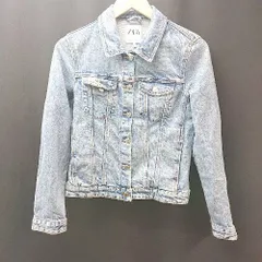 ◇ ZARA ステッチ ボタン 胸ポケット ウォッシュド加工 シンプル 長袖 デニムジャケット サイズS ブルー系 レディース E  【1306260003072】