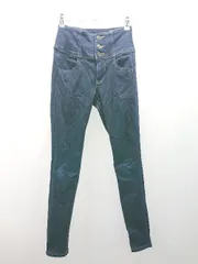 ◇ Heather x iSKO ボタン ステッチ ストレッチ シンプル オシャレ デニムパンツ サイズS ネイビー系 レディース E  【1306260002938】