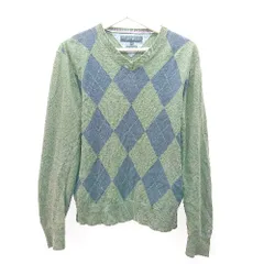 ◇ Tommy Hilfiger アーガイル カジュアル ラウンドネック 長袖 セーター サイズM グリーン メンズ E  【1306260003966】