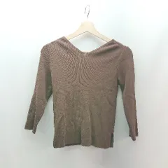 ◇ nano universe ナノユニバース Vネック リブ シンプル カジュアル 無地 長袖 ニット サイズ38 ブラウン レディース E  【1306260005410】