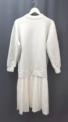 ◇ BEAUTE DE OPAQUE プリーツ シンプル 大人 カジュアル 長袖 ロング丈 ワンピース サイズM グレー/ホワイト レディース E  【1306260005083】