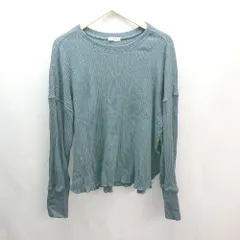 ◇ FREAK'S STORE シンプル リブニット ラウンドネック 無地 長袖 カットソー サイズF グリーン レディース E  【1306260005717】