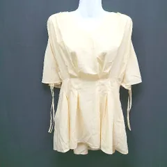 ◇ ◎ ●未使用●  AZUL BY MOUSSY シンプル Vネック 七分袖 シャツブラウス サイズM イエロー レディース E  【1306260006691】