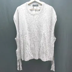 ◇ 新品 Confirm ラウンドネック サイドスリット リボン カジュアル - ニットベスト サイズF ライトグレー レディース E  【1306260008343】