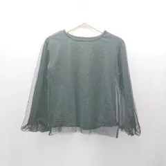 ◇ SHIPS 総レース パフスリーブ ラウンドネック かわいい 長袖 Tシャツ サイズ表記なし ブラック レディース E  【1306260009845】