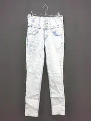 ◇ .WORKS デニム生地 細身 カジュアル ストリート 無地 スキニーパンツ サイズ61～89 ライトブルー レディース E  【1306260012692】