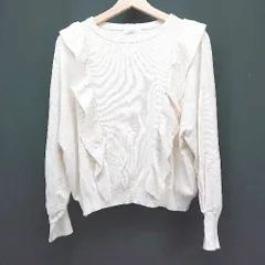 ◇ LOWRYS FARM カジュアル 秋冬 フリル シンプル かわいい 長袖 ニット サイズF オフホワイト レディース E  【1306260014009】