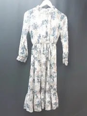 ◇ fifth フィフス 花柄 ふんわり デート ギャザー 長袖 ロング丈 ワンピース 表記なし ピンク/グレー/マルチ レディース E  【1306260013811】