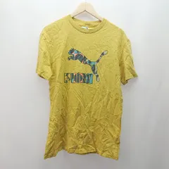 ◇ PUMA プーマ カジュアル スポーティー ロゴプリント 夏 半袖 Tシャツ サイズS イエロー メンズ E  【1306260013767】