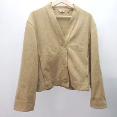 ◇ UNIQLO ユニクロ シンプル カジュアル 折り返し 着回し 長袖 カーディガン サイズL マスタード レディース E  【1306260013736】