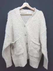 ◇ LOWRYS FARM カジュアル シンプル ゆる感 ナチュラル 長袖 ニットカーディガン サイズF クリーム レディース E  【1306260013620】