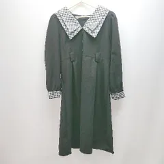 ◇ 17kg urban girls club 千鳥格子風 ボタン モノトーン 長袖 ロング丈 ワンピース サイズM ブラック レディース E  【1306260013538】