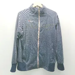 ◇ FILA フィラ カジュアル スポーティー シンプル フードなし 長袖 パーカー サイズL ネイビー メンズ E  【1306260014146】