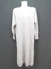 ◇ URBAN RESEARCH ROSSO カジュアル シンプル ニット 長袖 ロング丈 ワンピース サイズF ライトグレー レディース E  【1306260014078】