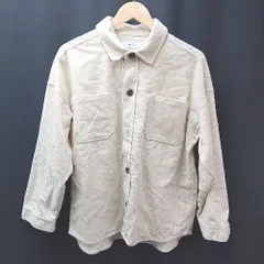 ◇ INHERIT カジュアル シンプル ポケット 秋冬素材 オーバー 長袖 コーデュロイジャケット サイズM クリーム レディース E  【1306260014894】