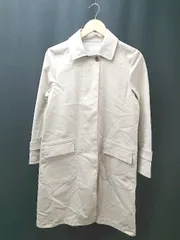 ◇ Jプレス シンプル 通勤 オフィスカジュアル 会社 長袖 ステンカラーコート サイズ9 ライトベージュ レディース E  【1306260015471】