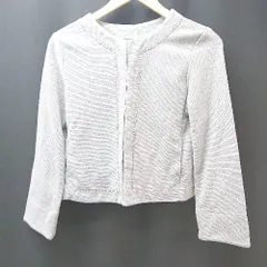 ◇ ROPE PICNIC フォーマル オフィスカジュアル レース シンプル 長袖 ジャケット サイズ38 ライトグレー レディース E  【1306260015402】