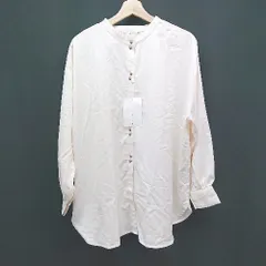 ◇ 新品 classical elf ブラウス シンプル 無地 スタンドカラー ナチュラル 長袖 シャツ サイズM ベージュ レディース E  【1306260018496】