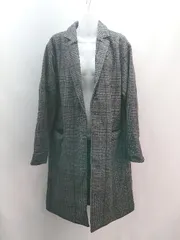 ◇ roshell ロシェル 厚手 秋冬 ウール ロング丈 カジュアル 長袖 ステンカラーコート サイズL ブラック レディース E  【1306260018472】