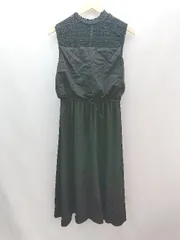 ◇ archives 切り返し レース ウエストゴム 裏地 ノースリーブ ロング丈 ワンピース サイズM ブラック系 レディース E  【1306260020307】