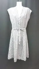 ◇ NATURAL BEAUTY BASIC ストライプ柄 ウエストゴム ノースリーブ ロング丈 ワンピース サイズM ホワイト系 レディース E  【1306260020284】