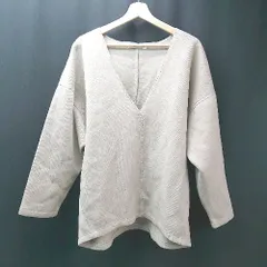 ◇ AMERICAN HOLIC アメリカン ホリック Vネック ストレッチ シンプル 長袖 カットソー サイズL グレー系 レディース E  【1306260019912】