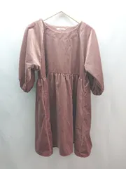 ◇ RETRO GIRL anotherlibra ベロア チュニック ギャザー 長袖 膝丈 ワンピース サイズM ダルピンク レディース E  【1306260024053】