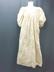 ◇ e/rm イーアールエム シンプル バルーン袖 無地 カジュアル 半袖 ロング丈 ワンピース サイズF ベージュ レディース E  【1306260024770】