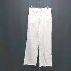 ◇ LOWRYS FARM カジュアル 無地 かっこいい ファスナーあり ストレートパンツ サイズM ホワイト レディース E  【1306260025159】