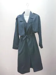 ◇ GU ジーユー 2way 肩部分取り外し可能 綺麗めシルエット 長袖 コート サイズL ダークブルー レディース E  【1306260027719】