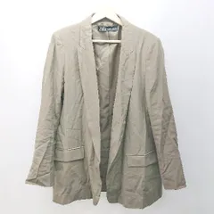 ◇ ZARA ザラ フロントボタンなし 裏地あり 無地 フォーマル 長袖 ジャケット サイズUSA L カーキ レディース E  【1306260027245】