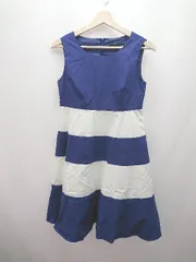 ◇ UNIVERVAL MUSE 後ろファスナー 涼し気 可愛い 裏地あり 膝丈 ワンピース サイズ表記なし ブルー レディース E  【1306260028068】