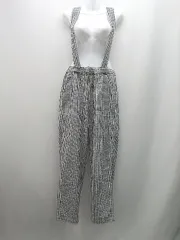 ◇ cube sugar サロペット 2way ギンガムチェック テーパード カジュアル パンツ サイズM ネイビー レディース E  【1306260029614】