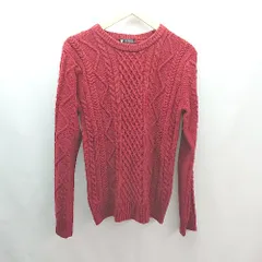 ◇ MICHEL KLEIN ミッシェルクラン クルーネック ケーブル アラン模様 長袖 ニット セーター サイズ48 レッド メンズ E  【1306260030597】のサムネイル