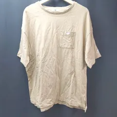 ◇ CAMP7 キャンプセブン 胸ポケット ブランドロゴ 刺繍 バックプリント 半袖 Tシャツ サイズM ベージュ系 メンズ E  【1306260031235】