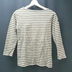 ◇ DENIM DUNGAREE ボーダー柄 ブランドロゴ キッズ 長袖 カットソー サイズ150 グリーン ホワイト レディース メンズ E  【1306260031211】