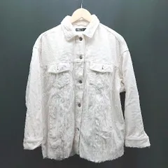 ◇ ZARA コーデュロイ素材 フロントボタン フリンジ 切りっぱなし 長袖 ジャケット サイズUSA S ホワイト レディース E  【1306260031044】