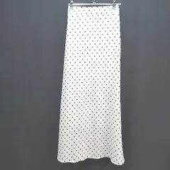 ◇ fifth バックウエストゴム サイドファスナー ドット柄 水玉 ロング フレア スカート 表記なし ホワイト レディース E  【1306260030832】