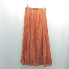 ◇ ROPE PICNIC シワ加工 ウエストゴム 裏地あり きれいめ ロング フレア スカート サイズ38 オレンジ レディース E  【1306260032041】