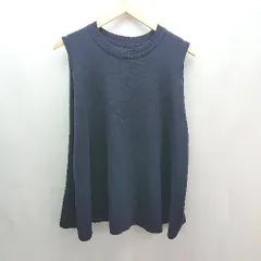 ◇ titivate ティティベイト ラウンドネック ノースリーブ ペプラム ニット サイズM ネイビー レディース E  【1306260034229】