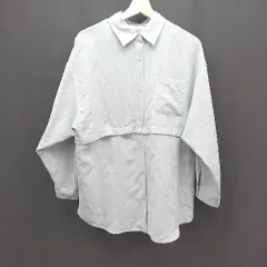 ◇ LOWRYS FARM スタンダードカラー 胸ポケット 袖口ボタン 長袖 シャツ サイズFREE ターコイズグリーン系 レディース E  【1306260034489】