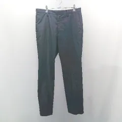 ◇ CARREMAN キャリーマン ストレッチ 薄手 シンプル オシャレ 上品 内掛けボタン パンツ サイズL ネイビー メンズ E  【1306260037091】