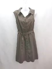 ◇ ◎ AG by aquagirl Vネック 裏地 ウエストゴム 薄手 ノースリーブ 膝丈 ワンピース サイズM ブラウン レディース E  【1306260038609】