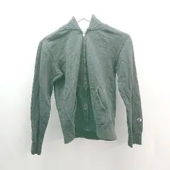 ◇ Champion チャンピオン ジップアップ フード 刺繡 ブランドロゴ シンプル 長袖 パーカー サイズS グレー レディース E  【1306260038791】