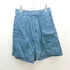 ◇ BEAUTY & YOUTH UNITED ARROWS ツータック 薄手 シンプル オシャレ デニムショートパンツ サイズM ブルー レディース E  【1306260038746】