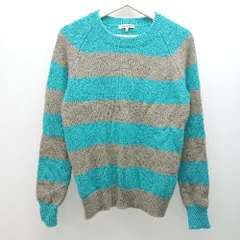 ◇ GLOBAL WORK グローバルワーク ボーダー柄 シンプル カジュアル 長袖 ニット サイズL グリーン/グレー レディース E  【1306260040008】