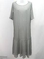 ◇ ROPE PICNIC プリーツ マーメイド 薄手 透け感 涼しげ 七分袖 ロング ワンピース サイズ38 グレー レディース E  【1306260041357】