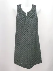 ◇ ships little black ベロア素材 サイドファスナー Vネック おしゃれ ひざ丈 ワンピース サイズS ブラック レディース E  【1306260041067】