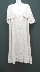 ◇ JEANASIS ジーナシス フロントボタン 胸ポケット シンプル 半袖 ロング ワンピース サイズF アイボリー レディース E  【1306260040961】